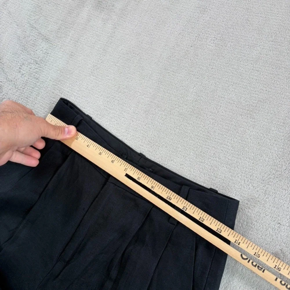 Banana Republic Palma Straight-Leg Linen Pleated‎ Pants in Black Women 26 NWOT
